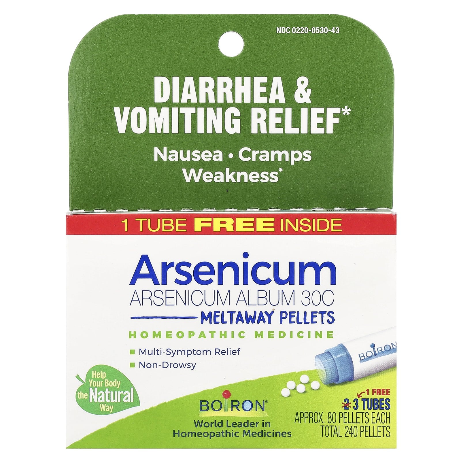 Arsenicum, Diarrhea & Vomiting Relief, Meltaway Pellets, 30C, 3 Tubes, 80