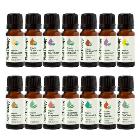 Plant Therapy Top 14 Organic Singles Set 100% Pure Undiluted Natural Aromatherapy 10 mL (1/3 oz) each