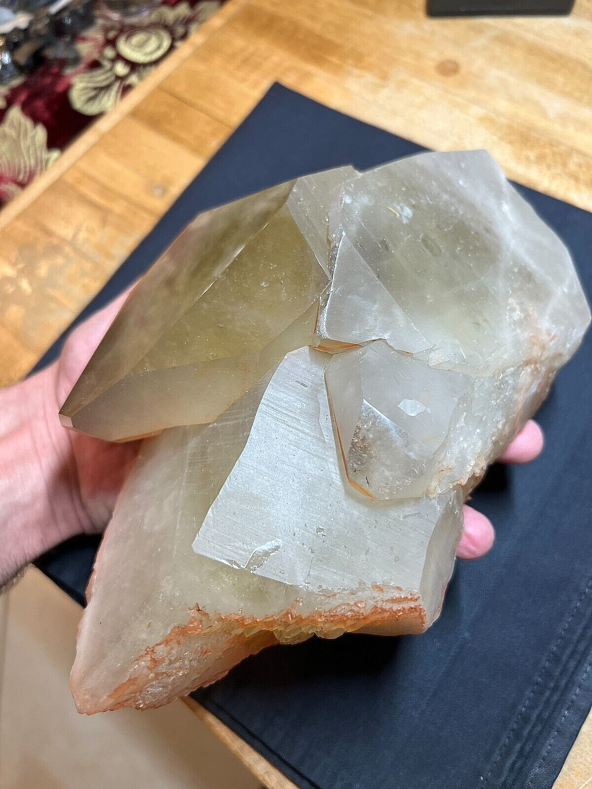 Rare Citrine Crystal Gemstone W Red Hematite Laser Point Cluster Specimen 696