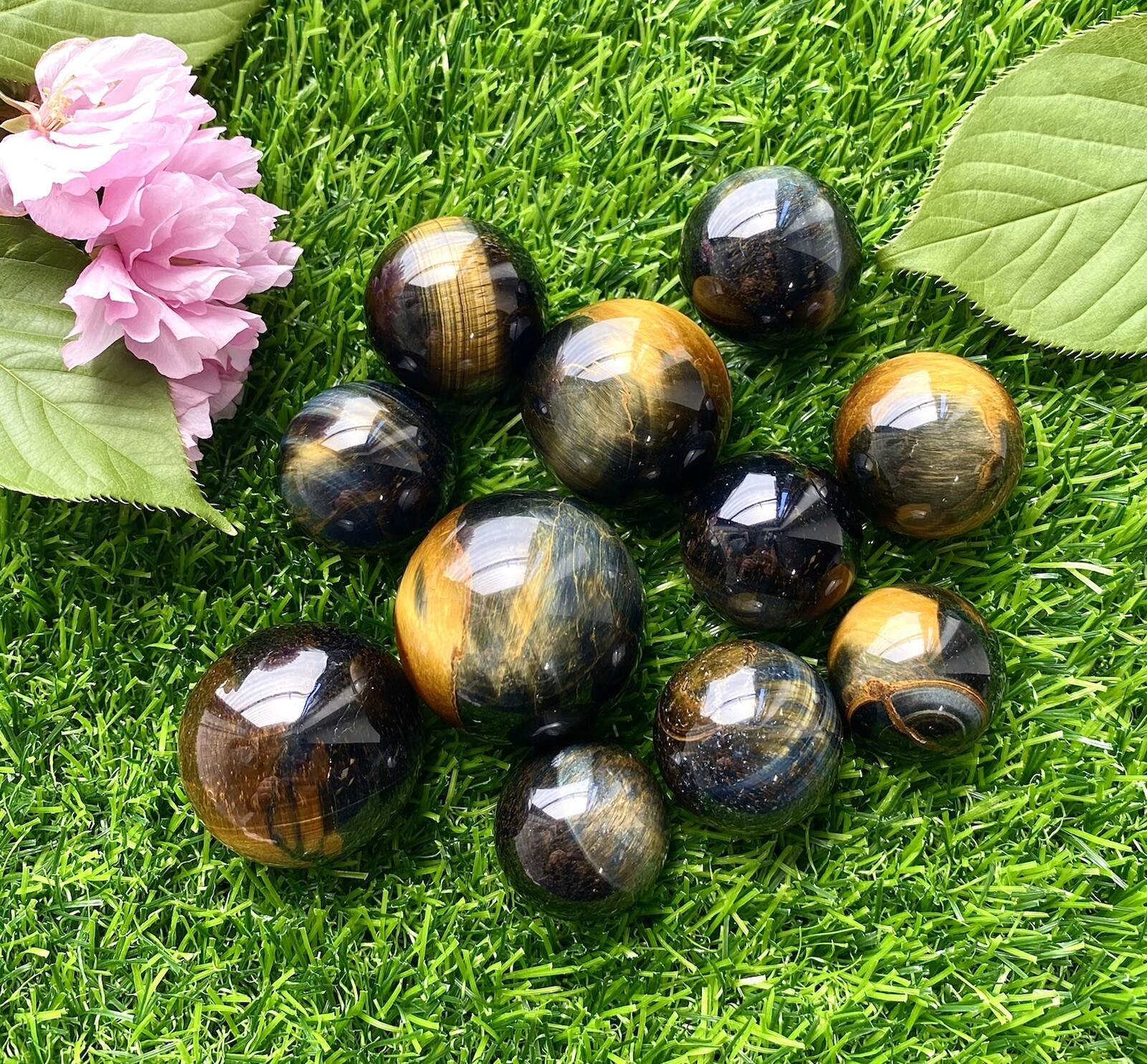Wholesale Lot 1 Lb Natural Blue Tiger Eye Spheres Crystal Ball Energy Healing