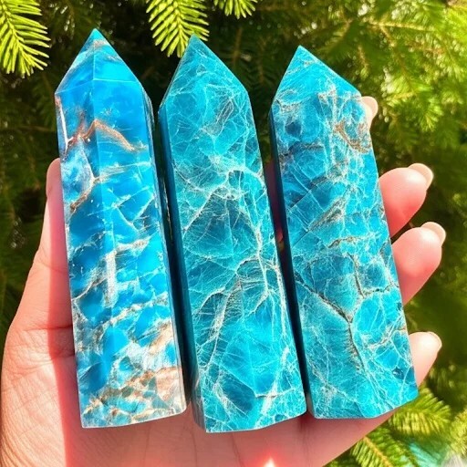 Natural Apatite Healing Crystal Tower Point Wand Reiki Obelisk Home Decor Gift